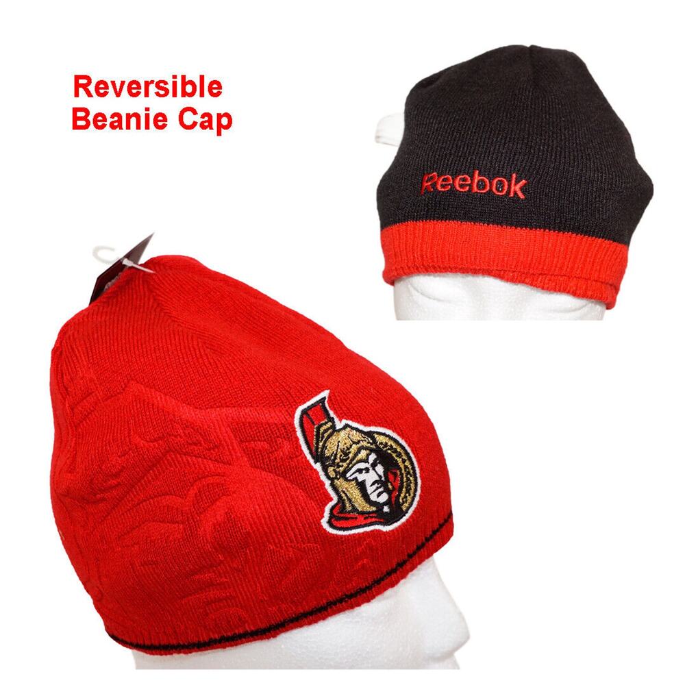 Ottawa Senators NHL Hockey Reversible Beanie Cap - Vintage Reebok Toque Hat 2010